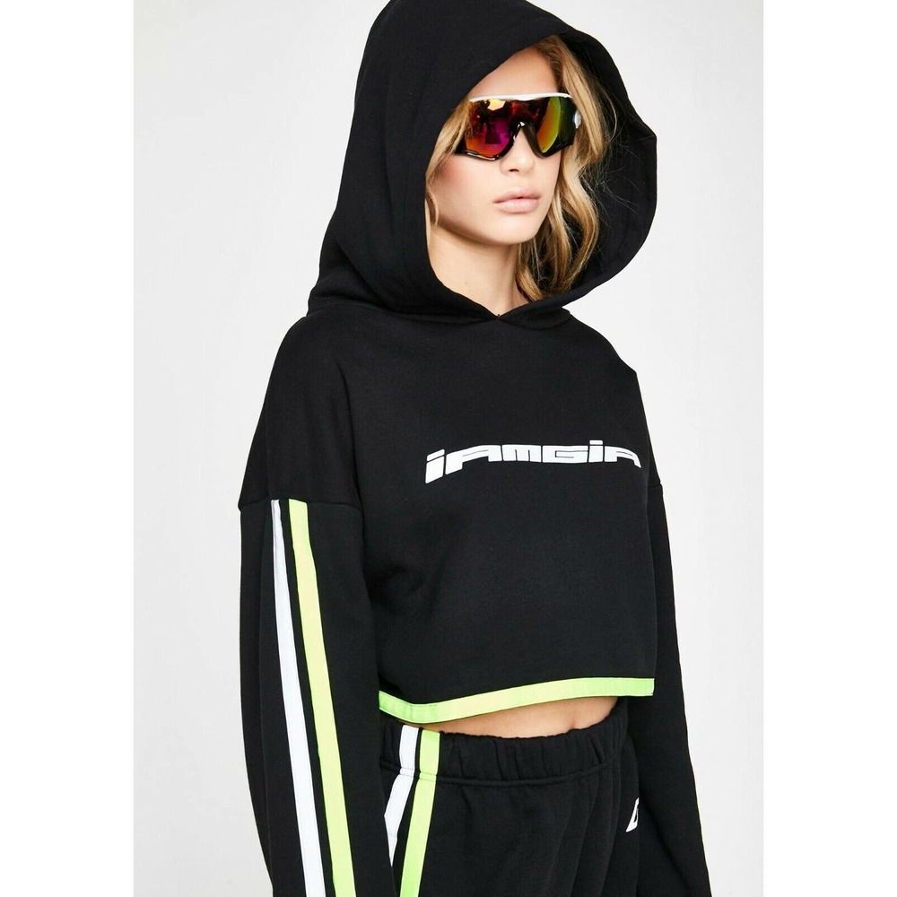 I AM GIA MERCURY HOODIE IN COLOR BLACK/GREEN - SIZE SMALL